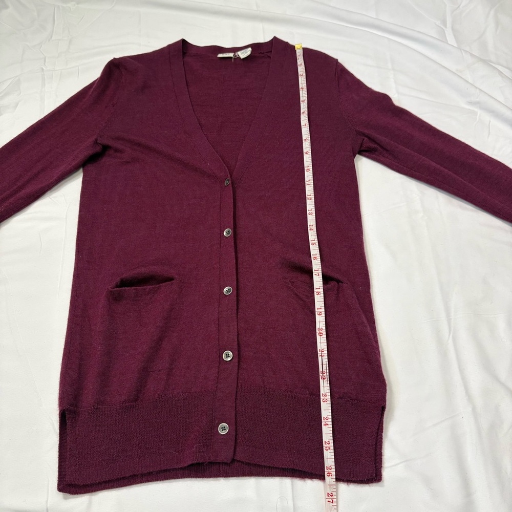 Gap 100% Extra Fine Merino Wool Button Front Cardigan Purple Women’s XS - Picture 7 of 9